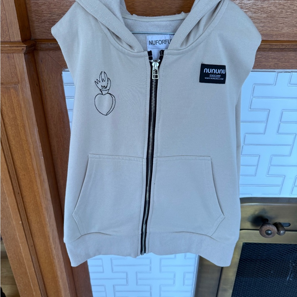 Nununu Kids Beige Sleeveless Hoodie
